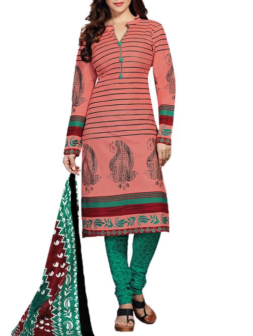 peach unstitched churidaar suit - 13110329 - Very Small Image - 1