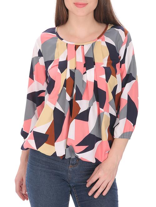 round neck pleated top - 13110401 - Very Small Image - 1