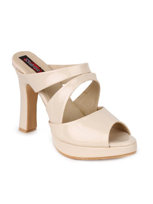 beige leatherette slip on sandals - 13111707 - Very Small Image - 1