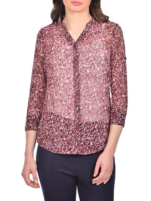 red georgette regular shirt - 13112199 - Very Small Image - 1