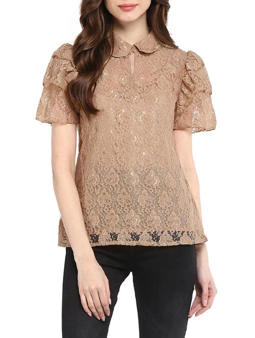 peter pan collar lace top - 13112239 - Very Small Image - 1