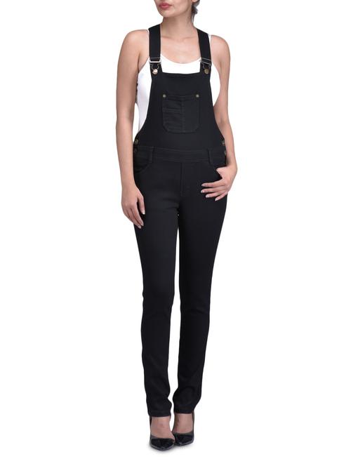 solid black denim lycra dungaree - 1311251 - Very Small Image - 1