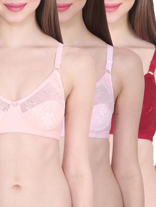 set of 3 floral patch bra - 13112589 - Very Small Image - 1