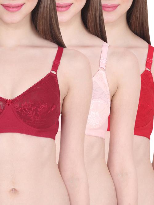 set of 3 floral patch bra - 13112590 - Very Small Image - 1