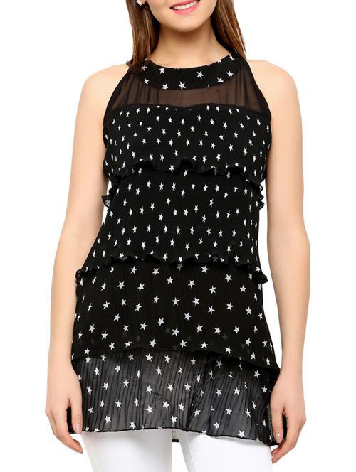 black chiffon layered top - 13113355 - Very Small Image - 1