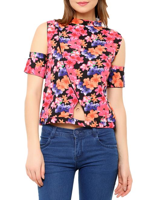 multi colored crepe straight top - 13113358 - Very Small Image - 1