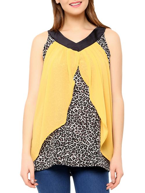 yellow georgette regular top - 13113360 - Very Small Image - 1