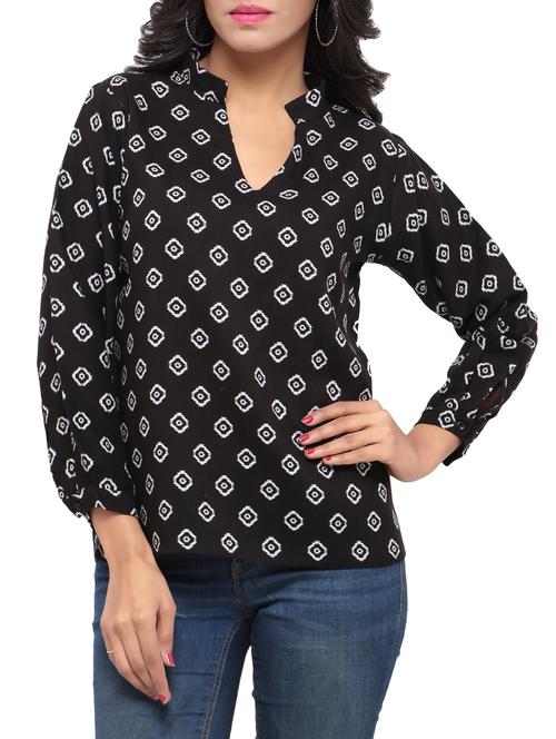 black printed rayon regular top - 13114678 - Very Small Image - 1