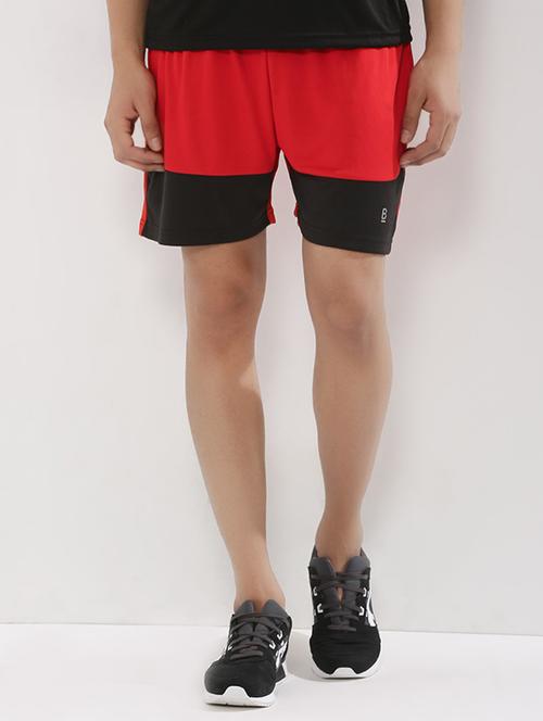 red and black colour block polyester short - 13116604 - Very Small Image - 1
