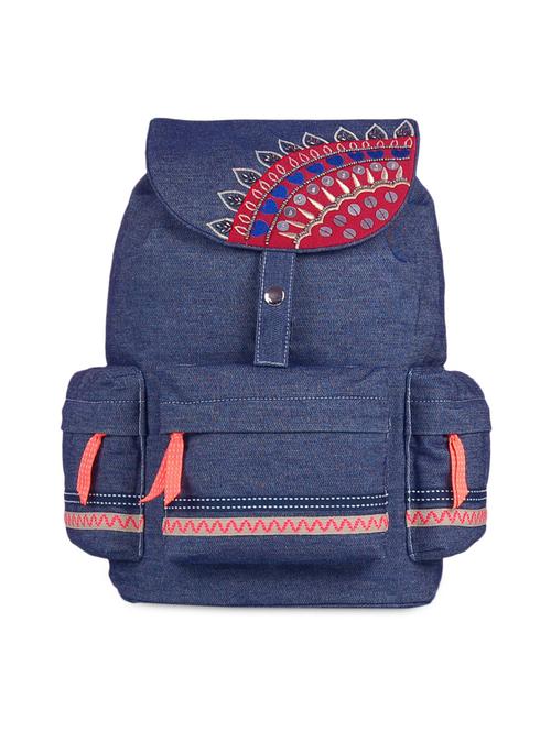 blue denim embroidered backpack - 1311702 - Very Small Image - 1