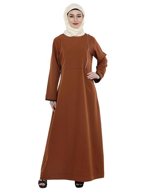 solid brown abaya - 13117424 - Very Small Image - 1