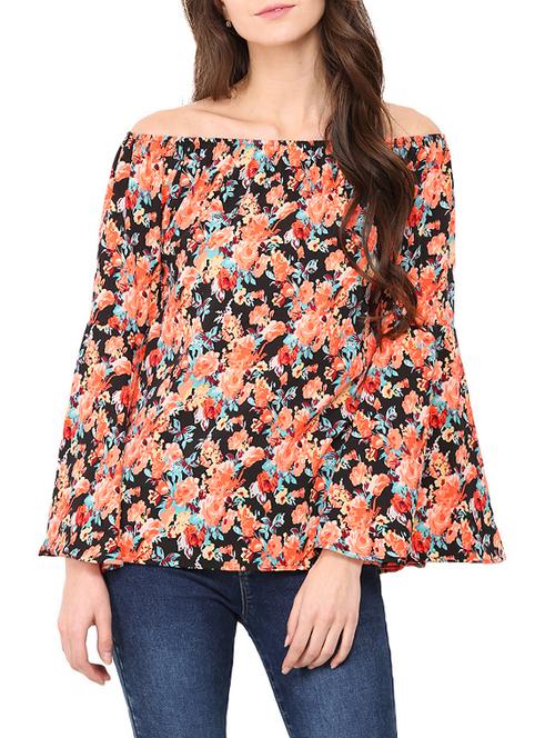 orange floral printed top - 13117682 - Very Small Image - 1