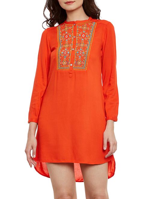 orange viscose dress - 13118126 - Very Small Image - 1
