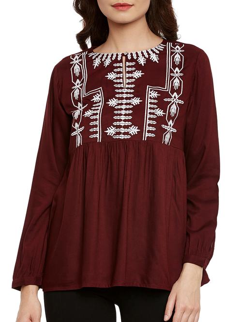 maroon viscose regular top - 13118158 - Very Small Image - 1