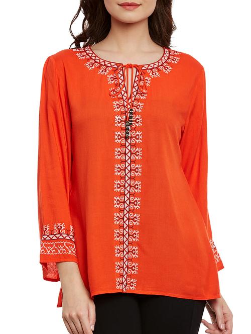 orange viscose regular top - 13118159 - Very Small Image - 1