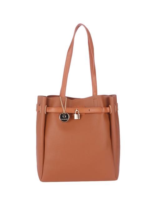 tan leatherette handbag - 13119012 - Very Small Image - 1