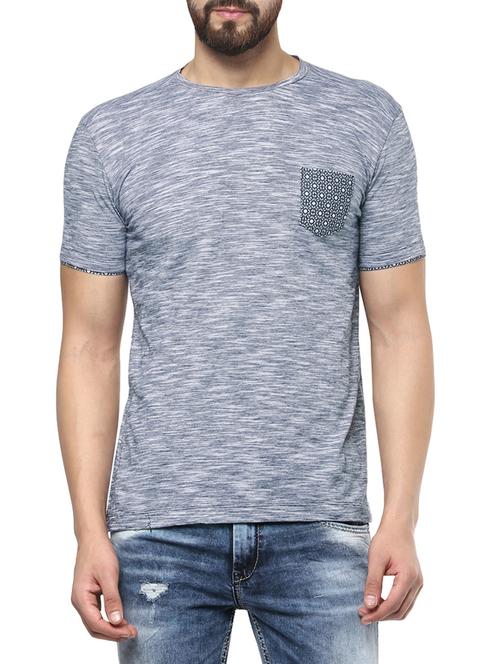 mufti mens grey mid rise slim fit tshirts - 13119231 - Very Small Image - 1