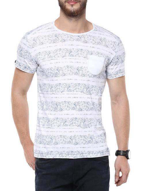 mufti mens white mid rise slim fit tshirts - 13119249 - Very Small Image - 1
