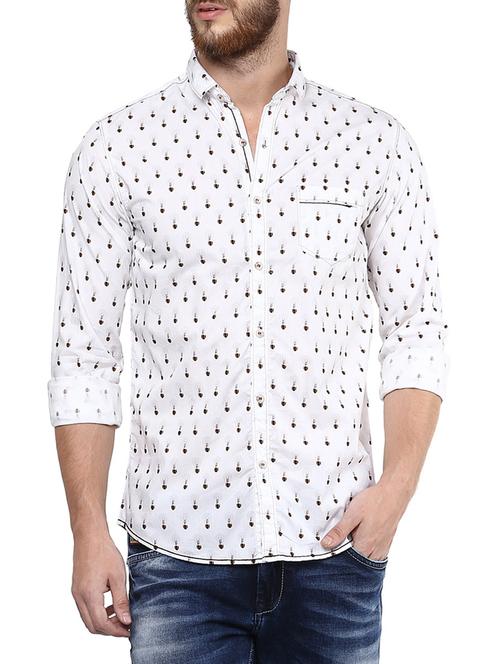 mufti mens white mid rise slim fit casual shirts - 13119453 - Very Small Image - 1