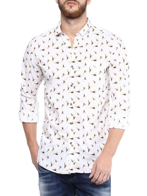 mufti mens white mid rise slim fit casual shirts - 13119454 - Very Small Image - 1