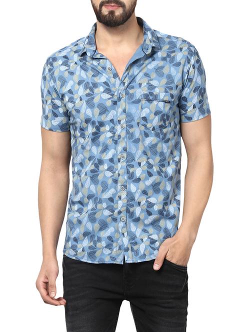 mufti mens blue mid rise slim fit casual shirts - 13119476 - Very Small Image - 1