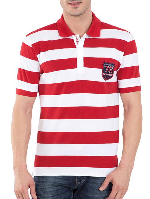 red cotton striped t-shirt - 13121474 - Very Small Image - 1
