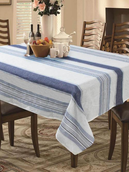linen stripe blue table cover - 13121700 - Very Small Image - 1