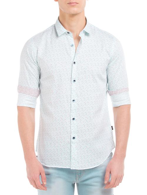 blue cotton printed casual shirt - 13121970 - Very Small Image - 1
