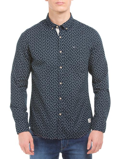dark blue cotton printed casual shirt - 13122002 - Very Small Image - 1