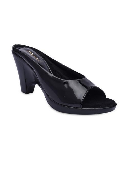 Black Leatherette Open Toe Sandals - 1312202 - Very Small Image - 1