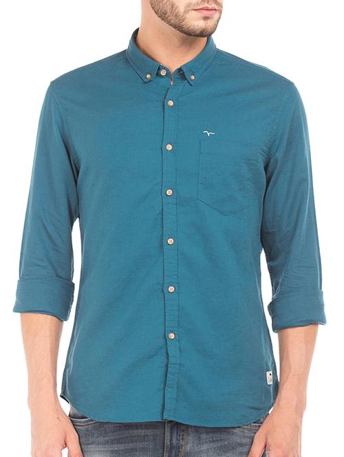 blue cotton casual shirt - 13122030 - Very Small Image - 1