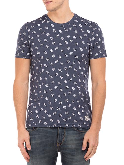 blue polyester printed t-shirt - 13122082 - Very Small Image - 1