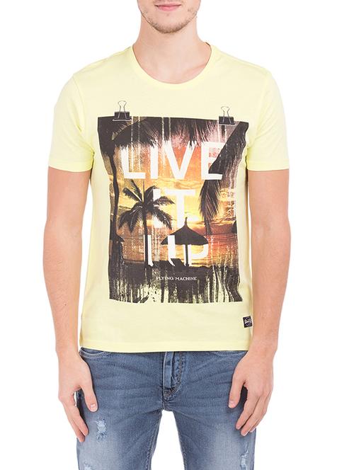 yellow polyester printed t-shirt - 13122086 - Very Small Image - 1