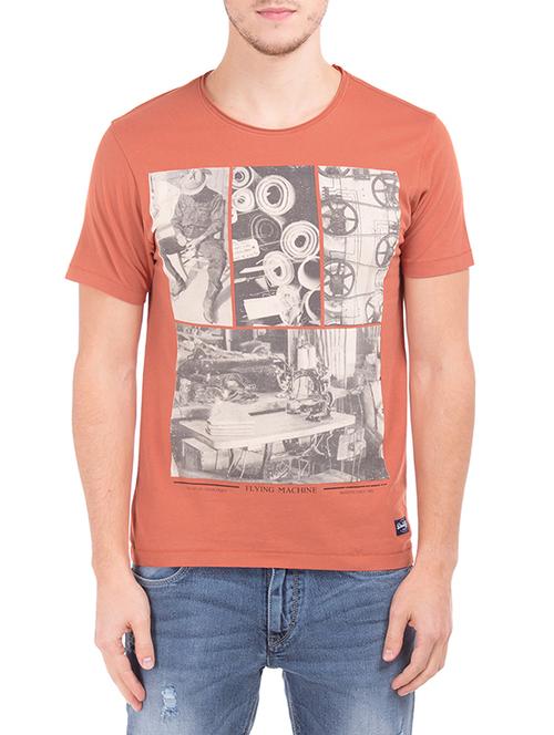 orange polyester printed t-shirt - 13122089 - Very Small Image - 1