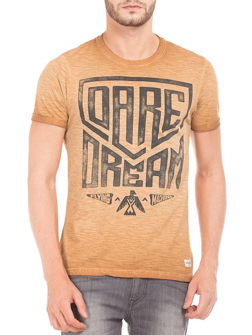 orange polyester printed t-shirt - 13122114 - Very Small Image - 1