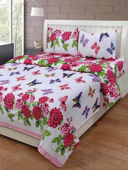bombay spreads 100% pure cotton double bed sheet with 2 pillow cover - 13125024 - Very Small Image - 1