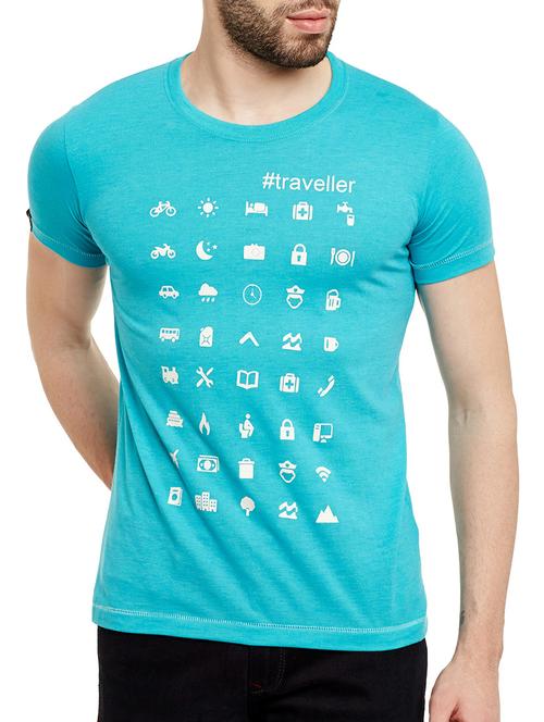 light blue cotton printed t-shirt - 13125914 - Very Small Image - 1