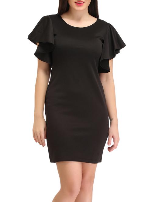 ruffle sleeved solid sheath dress - 13127321 - Very Small Image - 1