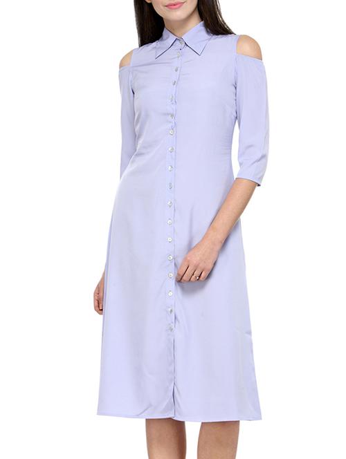 purple crepe shirt dress - 13128727 - Very Small Image - 1