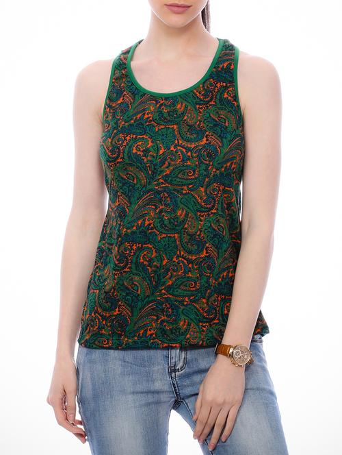 green printed cotton regular top - 13131428 - Very Small Image - 1