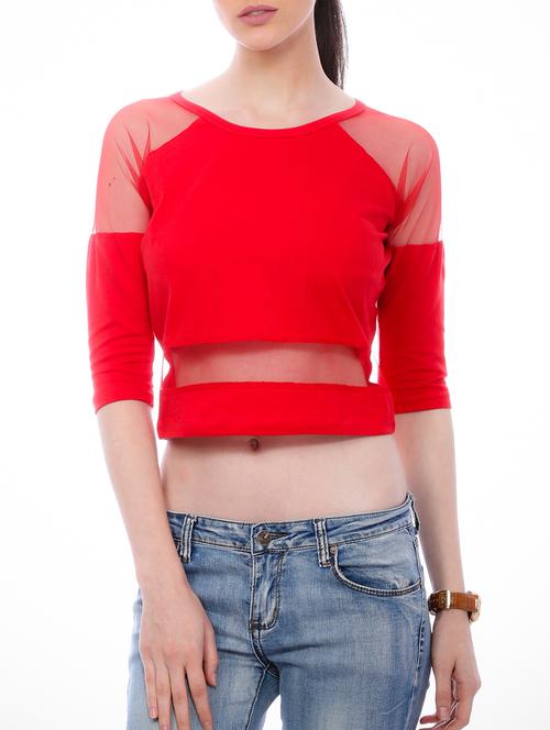 red cotton crop top - 13131442 - Very Small Image - 1