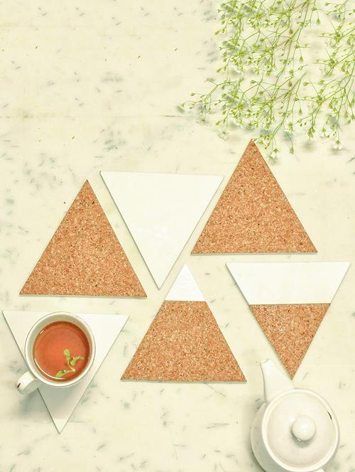 untold homes triangle cork coasters - set of 6 - 13131499 - Very Small Image - 1