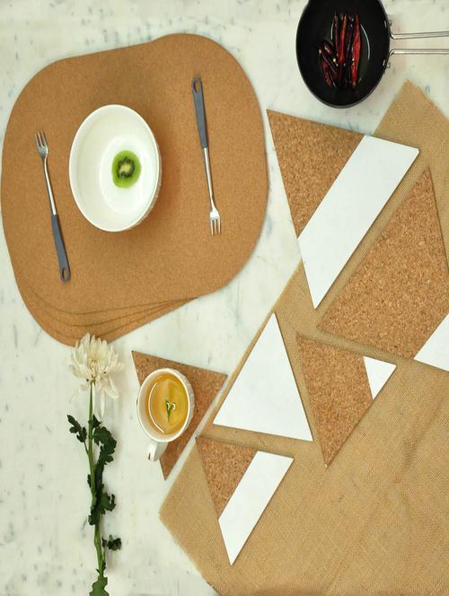 untold homes cork table mat with triangle cork trivets and triangle cork coaster set (set of 10) - 13131514 - Very Small Image - 1