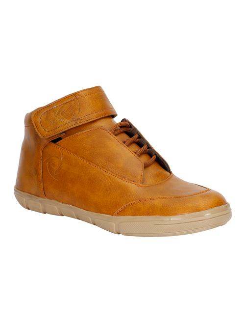 tan leatherette lace up sneaker - 13131616 - Very Small Image - 1