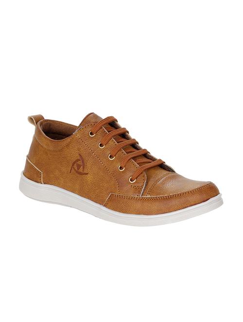 tan leatherette lace up sneaker - 13131625 - Very Small Image - 1