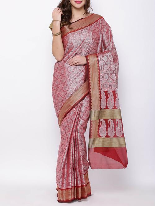 red silk saree with blouse - 13134876 - Very Small Image - 1