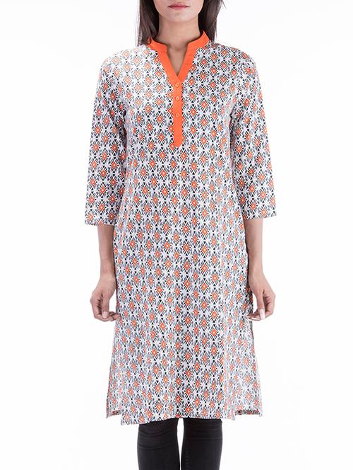white georgette straight kurta - 13135722 - Very Small Image - 1