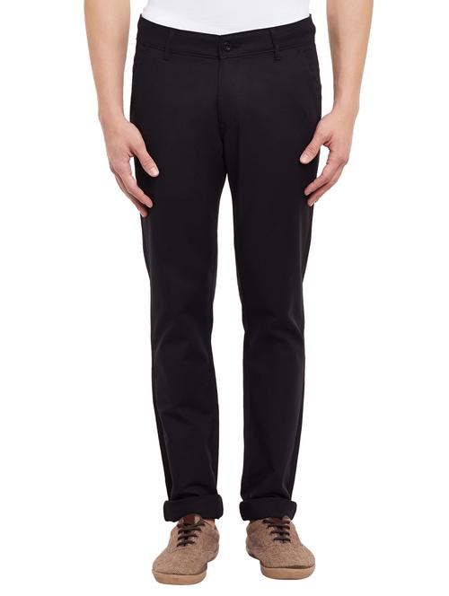black cotton chinos casual trousers - 13135943 - Very Small Image - 1