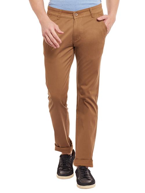 brown cotton chinos casual trousers - 13135946 - Very Small Image - 1
