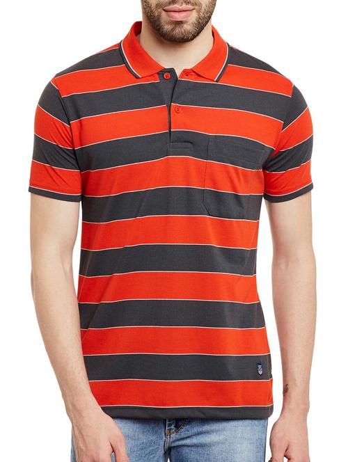orange cotton striped t-shirt - 13135954 - Very Small Image - 1